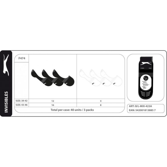 Slazenger SLAZENGER F474 titokzokni 3ppk Unisex zokni - SM-BL-MIX-423A