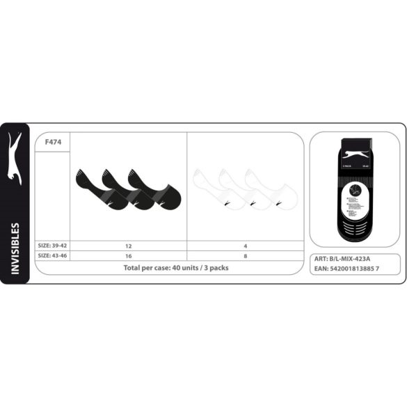Slazenger SLAZENGER F474 titokzokni 3ppk Unisex zokni - SM-BL-MIX-423A