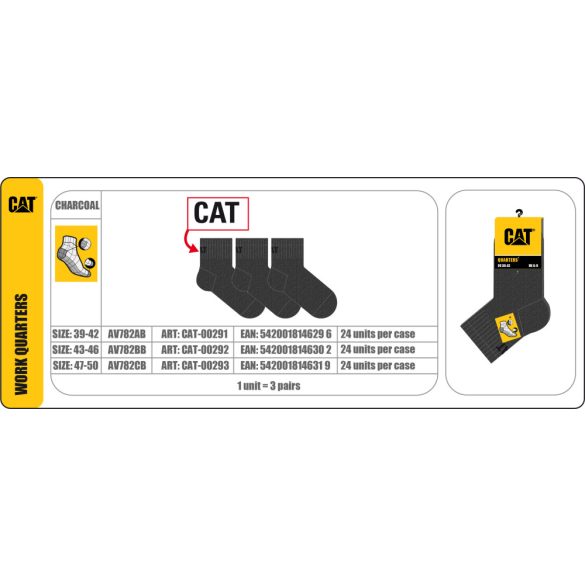 Caterpillar CAT AV782AB Rvid Munkazokni 3-pack 24/carton Unisex zokni - SM-CAT-00291