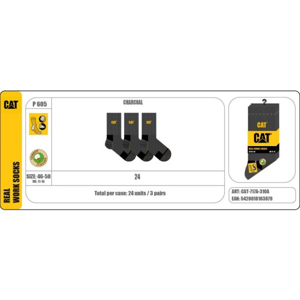 Caterpillar CAT P605 3-pack munkazokni Unisex zokni - SM-CAT-717A-310A