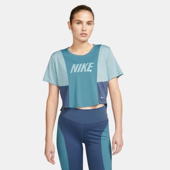 Nike Nike Dri-FIT One-Womens Color-Block Short-Sleeve Training Crop Top Női póló - SM-DQ5548-440