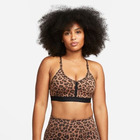 Nike Nike Indy-Womens Light-Support 1-Piece Pad V-Neck Leopard Print Sports Bra Női sportmelltartó - SM-DV9963-256